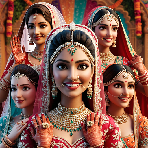 Indian Bride Wedding Dress Up Logo