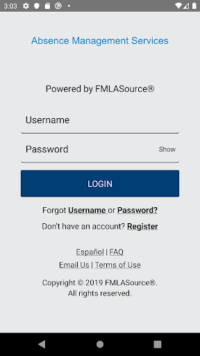 Android application Group Absence Management screenshort
