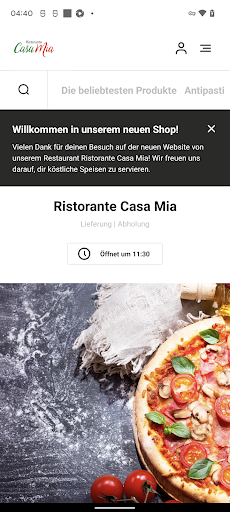 Android application Ristorante Casa Mia screenshort