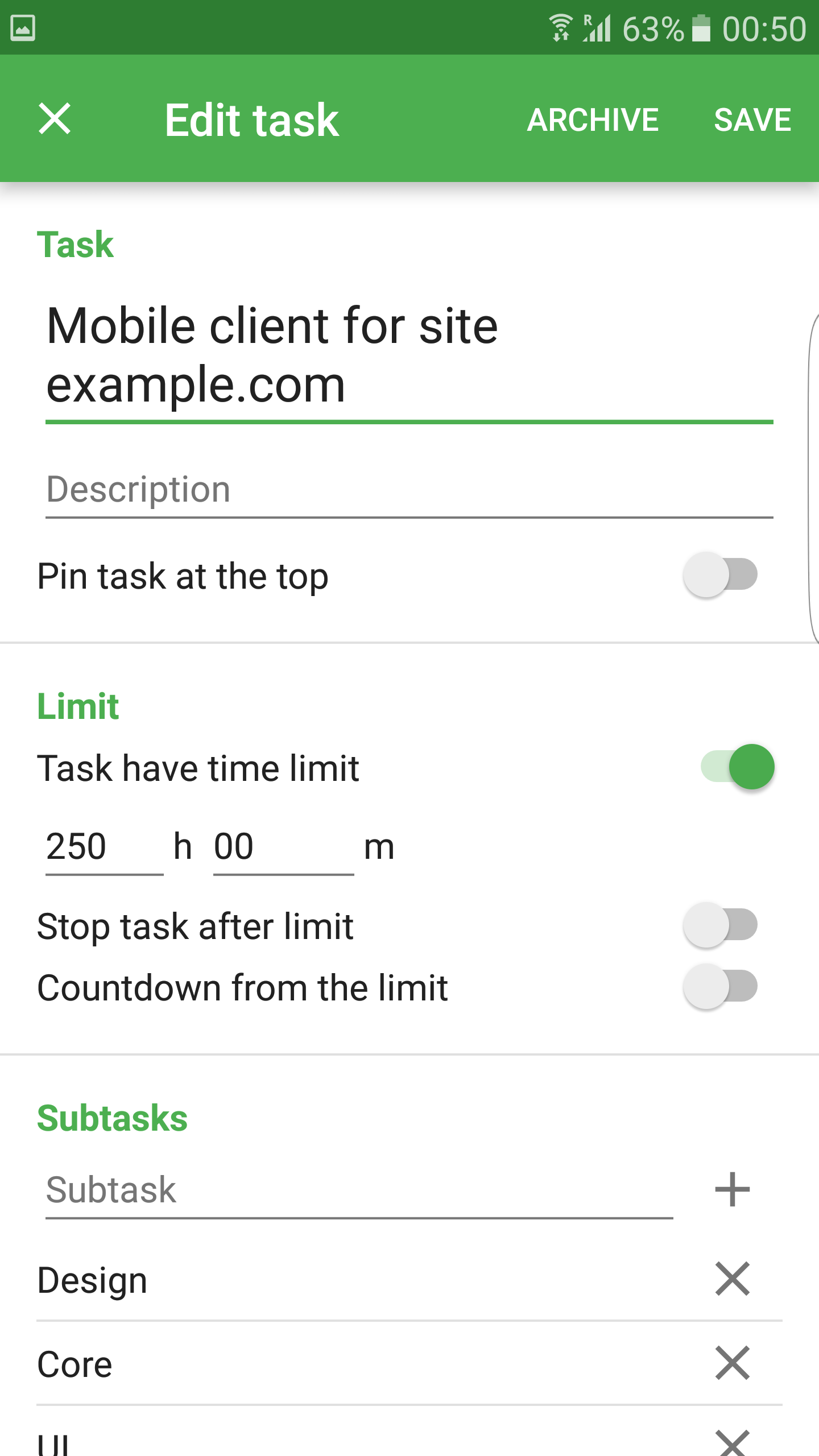 Android application Easy Time Tracker screenshort