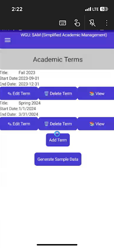 Android application Simplified Academic Management screenshort