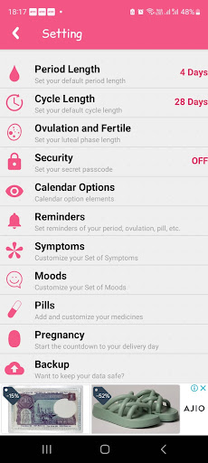 Eva Period Tracker Screen 2