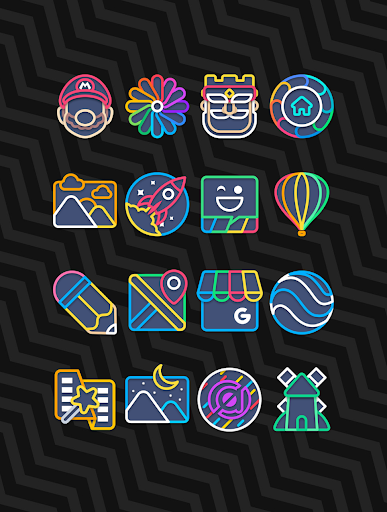 Android application Garis Dark - Lines Icon Pack screenshort