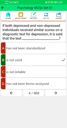 Psychology Solved MCQs Tests Screen 3