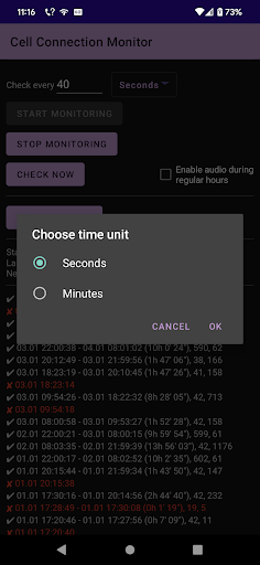 Cell Connection Monitor Screen 2