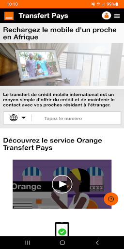 Android application Transfert Pays screenshort