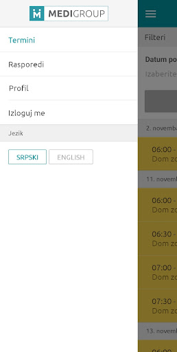 Android application MediGroup Raspored screenshort