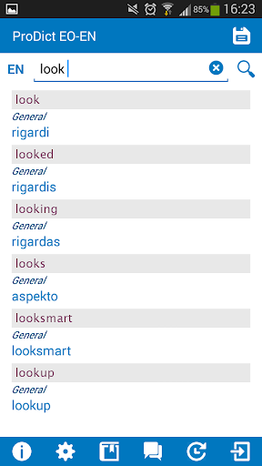 Esperanto - English dictionary Screen 2