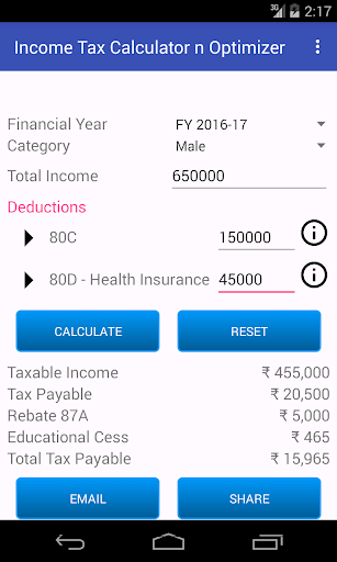 Income Tax Calculator Optimize Screen 3