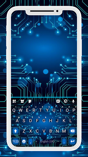 Android application Neon Blue Hitech Keyboard Back screenshort