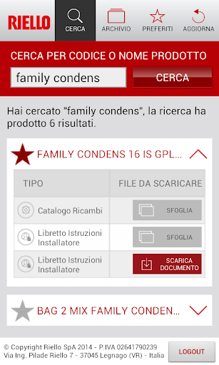 Android application Doc. Prodotti screenshort