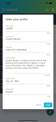 CV Resume Maker Screen 3