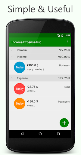 Android application Income Expense Pro screenshort