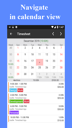 Timesheet - Time Card - Work Hours - Work Log android2mod screenshots 2