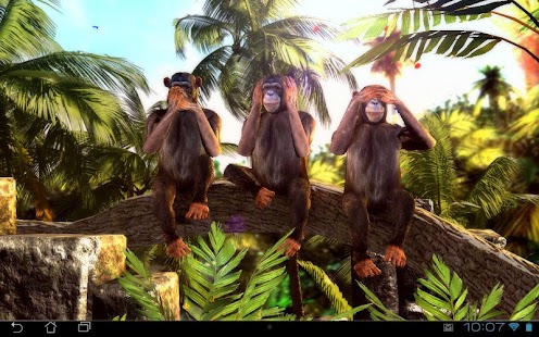 Pamje 3D e Tre Majmunëve të Urtë
