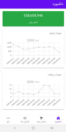 ساپک - ارسال پیامک انبوه، پنل Screen 2