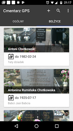 Android application Cmentarz GPS screenshort