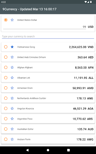 9Currency - Exchange Rates Screen 3