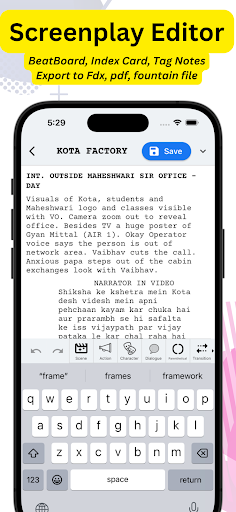 Screenshot of Studiovity - Film Screenplay