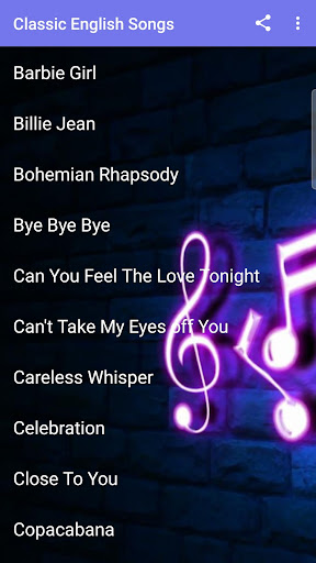 Android application Classic English Songs screenshort