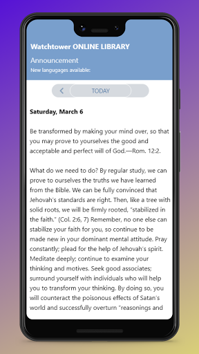 Android application Jehovah's Witnesses Daily Text screenshort