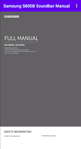 Samsung S800B Soundbar Manual