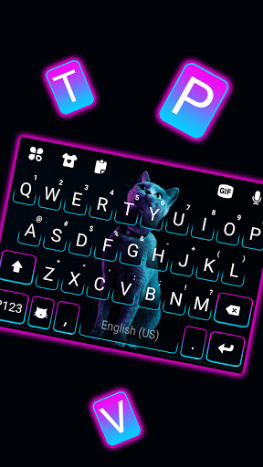 Neon Kitten Keyboard Backgroun Screen 2