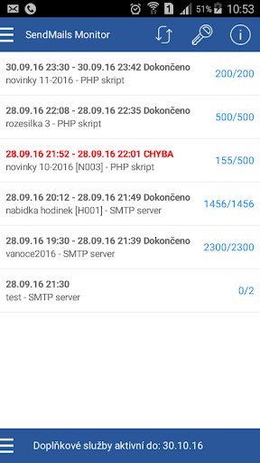 Android application SendMails Monitor screenshort