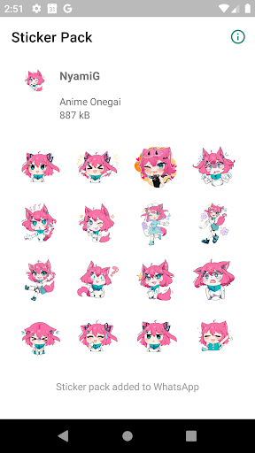 Android application Anime Onegai Nyami Stickers screenshort