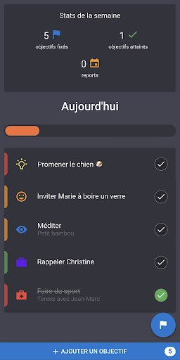 Android application Mes objectifs screenshort