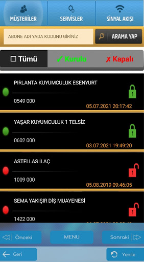 AKM Merkezi Sinyal Takibi Screen 2