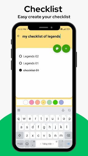 QA-Note and Checklist Screen 3