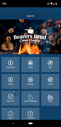Android application Visit BeaversBend CabinCountry screenshort