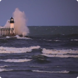 Lighthouse in Stormy Waves HD icon