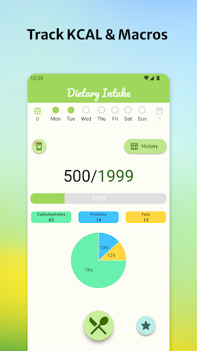 Android application Dietary Intake screenshort