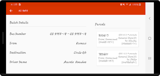 Parcel Admin Mobile Screen 3