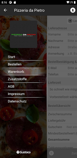 Android application Pizzeria da Pietro screenshort
