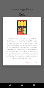 Japanese Food Quiz 1.1 APK + Mod (Unlimited money) إلى عن على ذكري المظهر