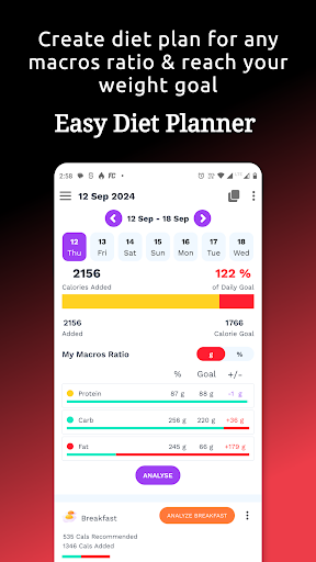 Screenshot of Meal & Diet Planner App