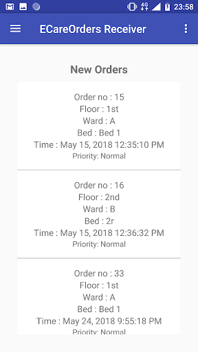 Ecare Order Receiver Screen 2