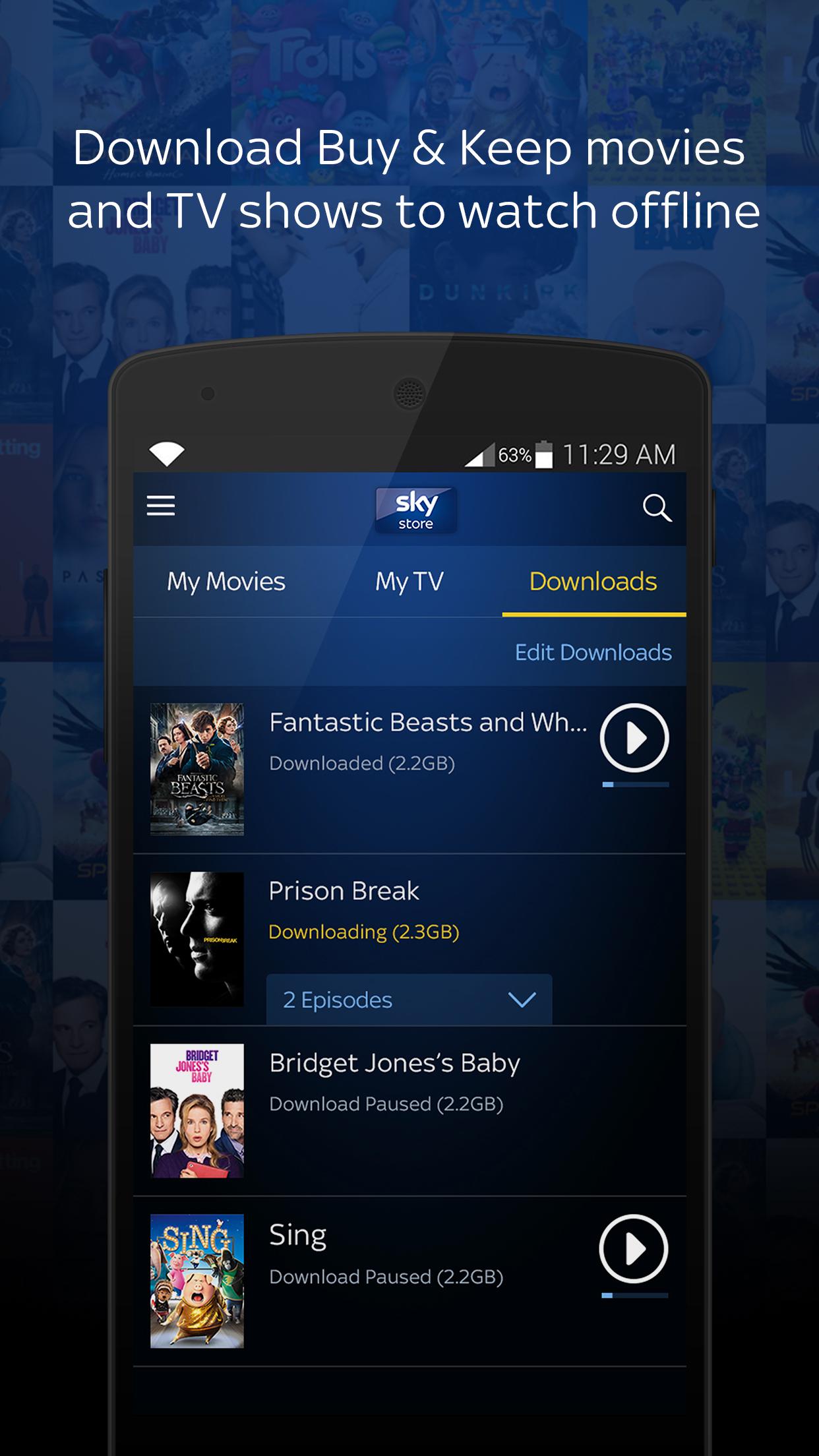 Android application Sky Store Player screenshort