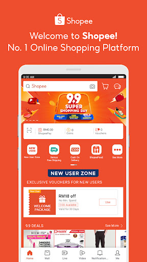 Android application 9.9 Super Shopping Day screenshort