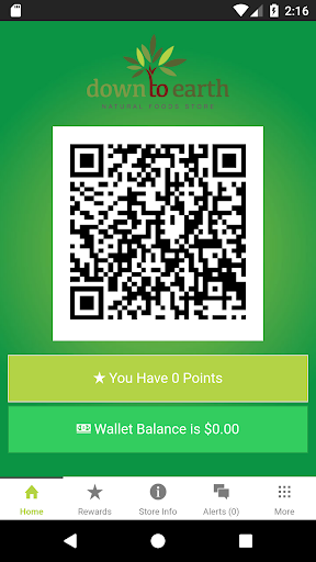 Android application Down to Earth Rewards screenshort