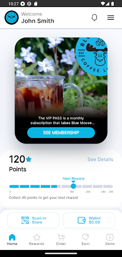 Android application Blue Moose Rewards screenshort
