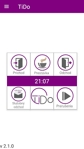 Android application Dochádzkový systém TiDo screenshort