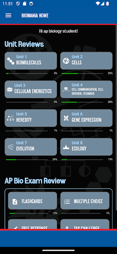 Android application Biomania: AP Biology Study App screenshort