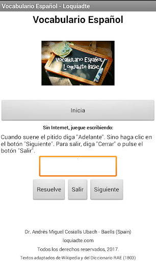Android application Vocabulario Español Basic screenshort