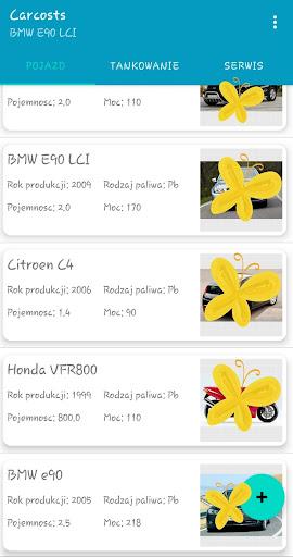 Android application Carcosts, tankowanie, serwis screenshort