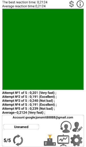 Android application Reaction test screenshort