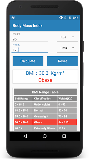Health Calculator Screen 3